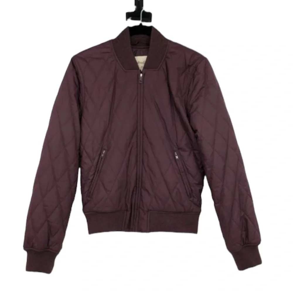 Aritzia Wilfred Free Plum Maroon Quilted Bomber Jacket size XS